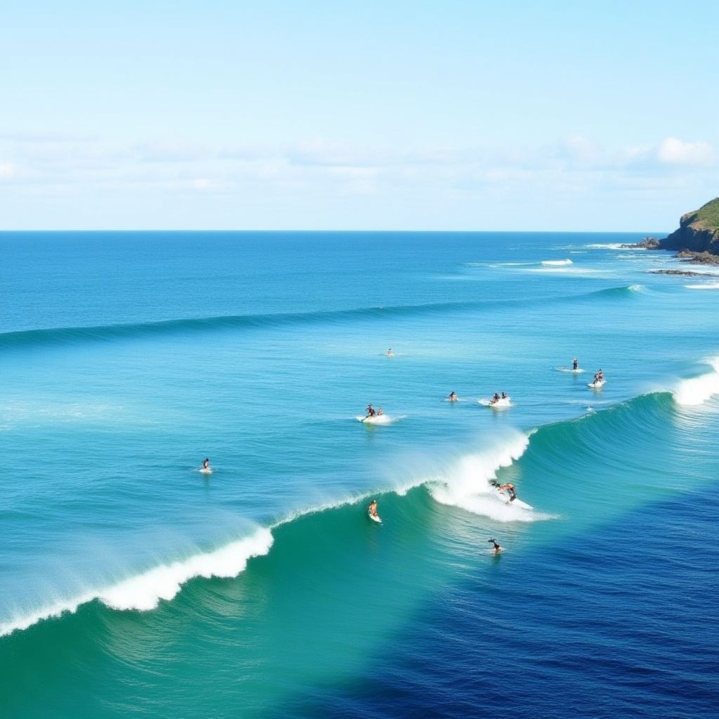 Surfers at Snapper Rocks, Gold Coast